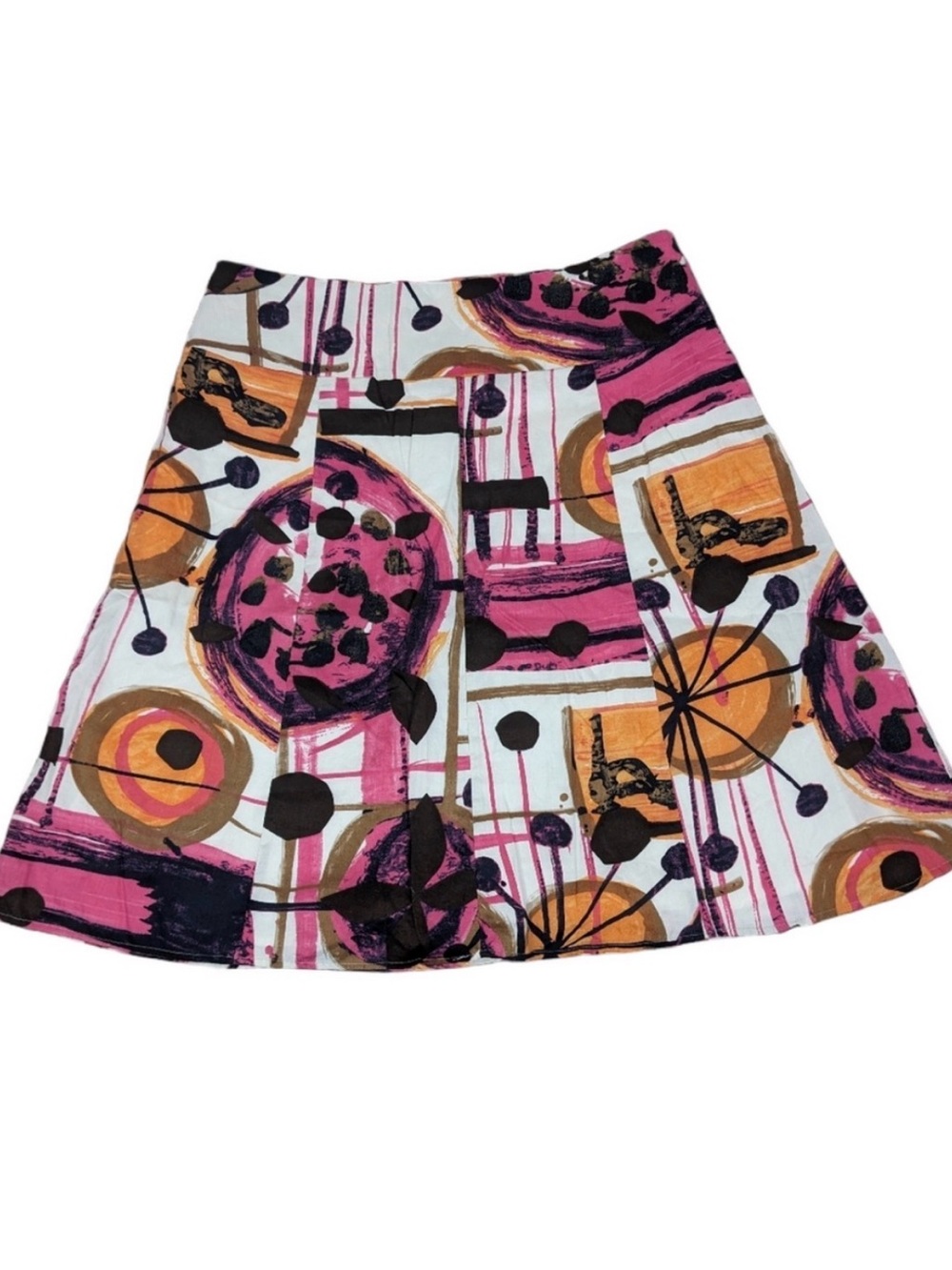Laura Skirt Abstract Orange Pink Cotton Summer Size 10